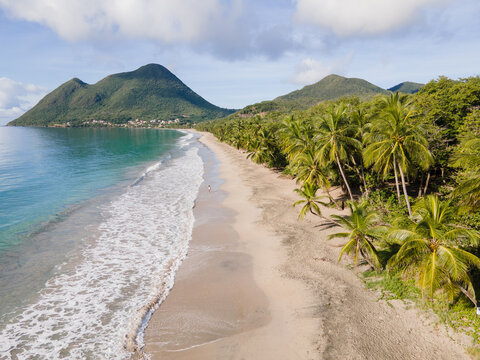 aerial view of paradise beach in Caribbean sea