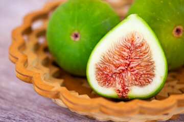 Fresh mediterranean fig fruits close-up, healthy eating concept