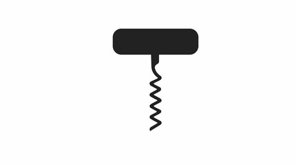 Corkscrew Icon. Vector linear black and white illustration of a Corkscrew