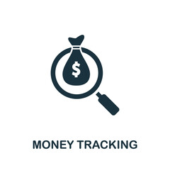 Money Tracking icon. Simple creative element. Filled monochrome Money Tracking icon for templates, infographics and banners