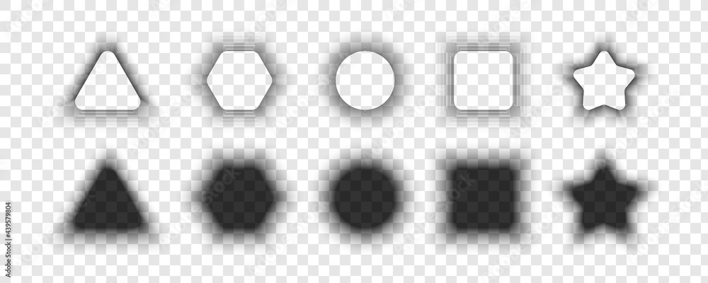 Poster shadow collection. realistic shadow with soft edges different shapes. effect shadows. gray shadows i