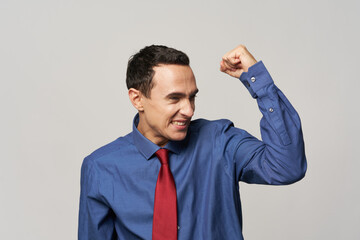 business man in shirt with tie success emotions joy