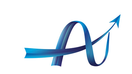 Sympol für AI in dunkel Blau mit Pfeil auf weißem Hintergrund.