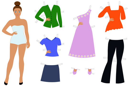 Paper Doll Girl Clothes Cut Out Vector Images (86)