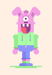 Cute monster bunny with sporty clothes