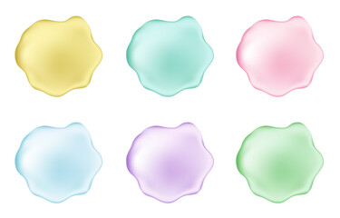 Dripping pink, golden, green, blue creamy liquid.