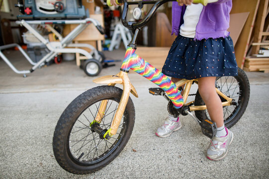 Child's bike decorated with tape