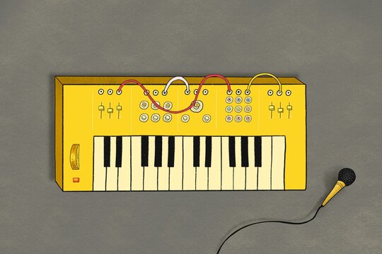 Yellow synthesizer illustration