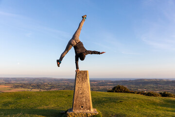 Woman in handstand