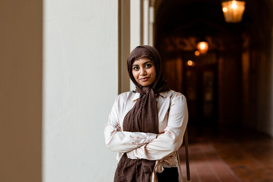 Beautiful Muslim Woman Crosses Arms