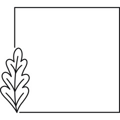 Square Frame with Leaves Plant Outline