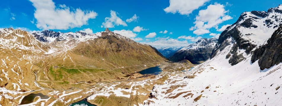 Val Viola in Valtellina, spring aerial view