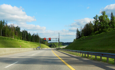 Russian highway number M11 in summer day