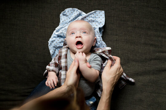 Mom Dresses Cute Baby Boy