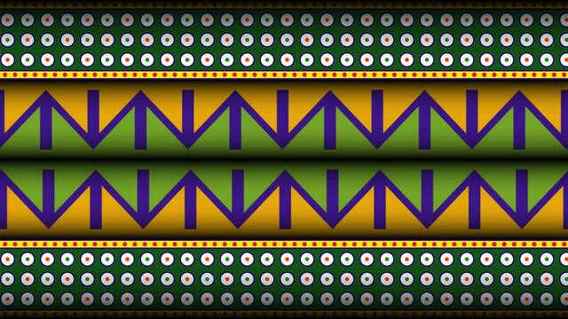 Looping animated background in flat style, seamless pattern in Indian folk style