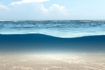 Fototapeta na wymiar A wave of blue water on the ocean