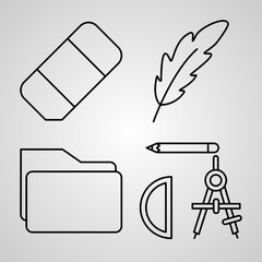 Outline Stationery Icons isolated on White Background