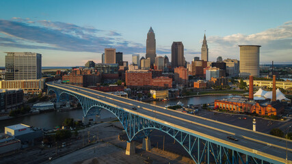 Cleveland Ohio Sunset - obrazy, fototapety, plakaty