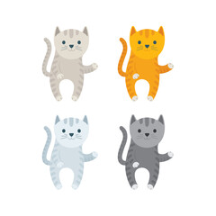 Cat. Standing kitten cat. Cartoon style virus color drawing kitten characters. Part of set.