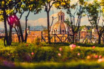 Gardens of Farnese upon the Palatine with beautiful panorama view on Rome