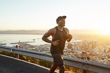 Urban fitness running at dawn
