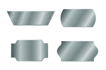 Metal scratched figure plates. Vector illustration isolated on white background. 