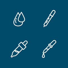 Pipette line icon set with blood drop line icon. Pipette line icon set with blood drop line icon.