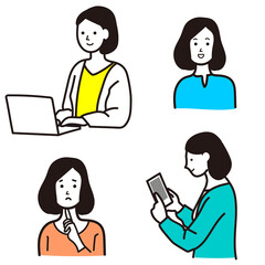 ビジネス表情ベクターイラストセット