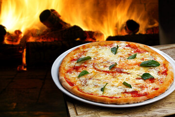 Delicious wood fired pizza at the pizzeria