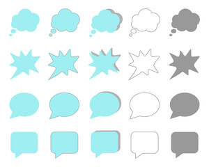 Thought icon, speech bubbles, icon set. Vector illustration.