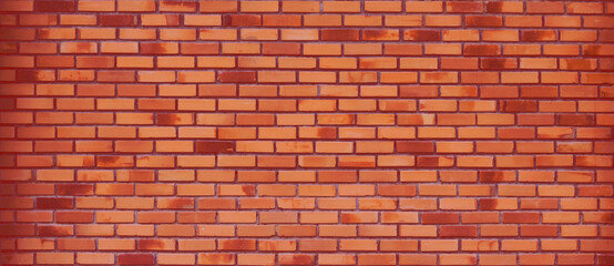 Red brick wall background, brown blocks of stonework