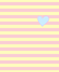 Pastel colored stripped seamless background with heart overlay artwork. Vector love symbol shape placed on pink and yellow stripes  artwork.