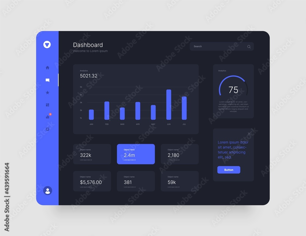 Poster dashboard design. app interface with ui and ux elements. use design for web application, desktop app
