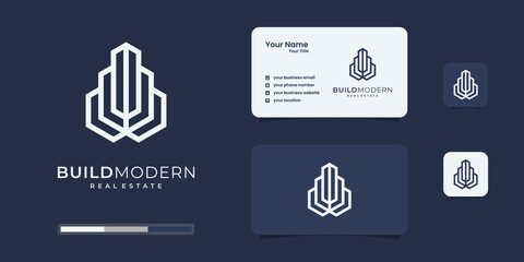 Construction , real estate , building architecture business card , logo design inspiration.	