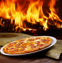 Delicious wood fired pizza at the pizzeria
