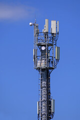 The upper part of the mobile communication tower close-up