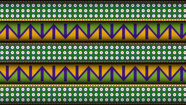 Looping animated background in flat style, seamless pattern in Indian folk style