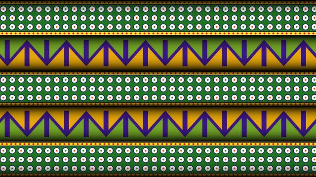 Looping animated background in flat style, seamless pattern in Indian folk style