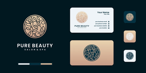 Woman logo with beauty gradient concept and business logo design inspiration