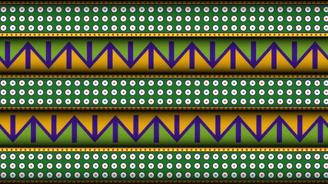 Looping animated background in flat style, seamless pattern in Indian folk style