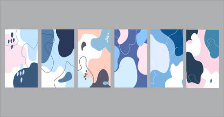 set of abstract backgrounds with fluid shapes lines and dots, vector illustration graphic