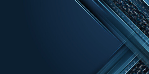 Obraz premium Modern dark blue black background with abstract graphic elements and light stripes for presentation background design. 