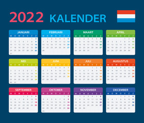2022 Calendar - vector template graphic illustration - Netherlands version