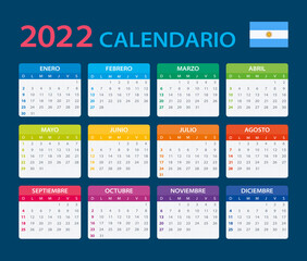 2022 Calendar - vector template graphic illustration - Argentinian version