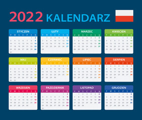 2022 Calendar - vector template graphic illustration - Poland version. 