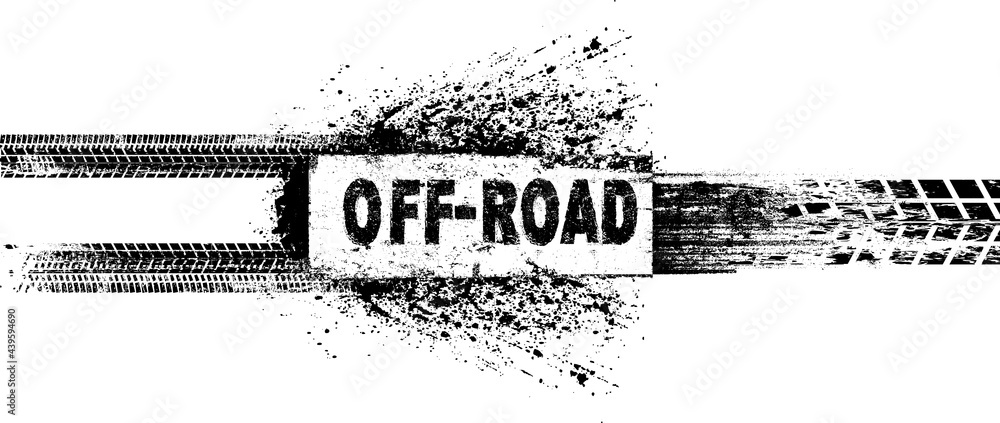 Poster vector off road textured design element . mud splash grunge texture. banner with tire tracks .