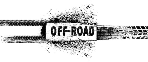 Vector off road  textured  design element . Mud splash grunge texture.  Banner with tire tracks . © miloje
