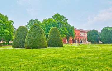 The trimmed garden in Ferrara, Italy