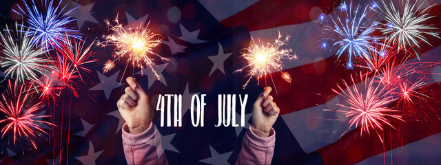 Happy 4th of July - Independence Day Party festive celebration USA background banner panorama...