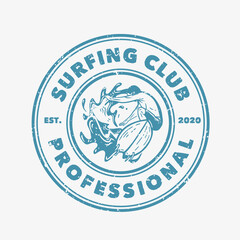 logo design surfing club professional with man doing surfing vintage illustration